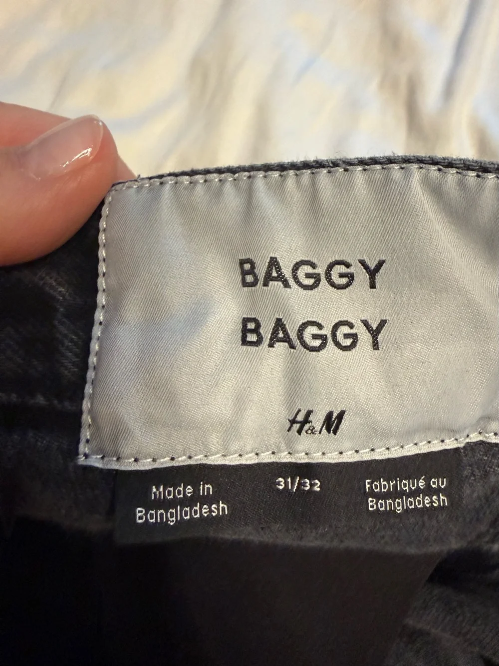 H&M baggy cargo jeans washed black wide leg women’s size 31/32 streetwear grunge
